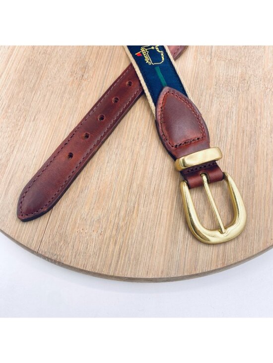 Vintage Masters Golf Belt Womens 32 Brown Full Grain Leather Nylon Brass Buckle